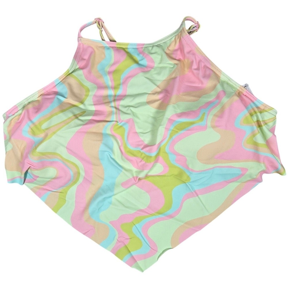 Roxy Tropics‎ Hype Crop Top Bikini Swim Pastel Swirl ERJX305047 Size M